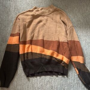 prana brown tan orange stripe sweater NWOT